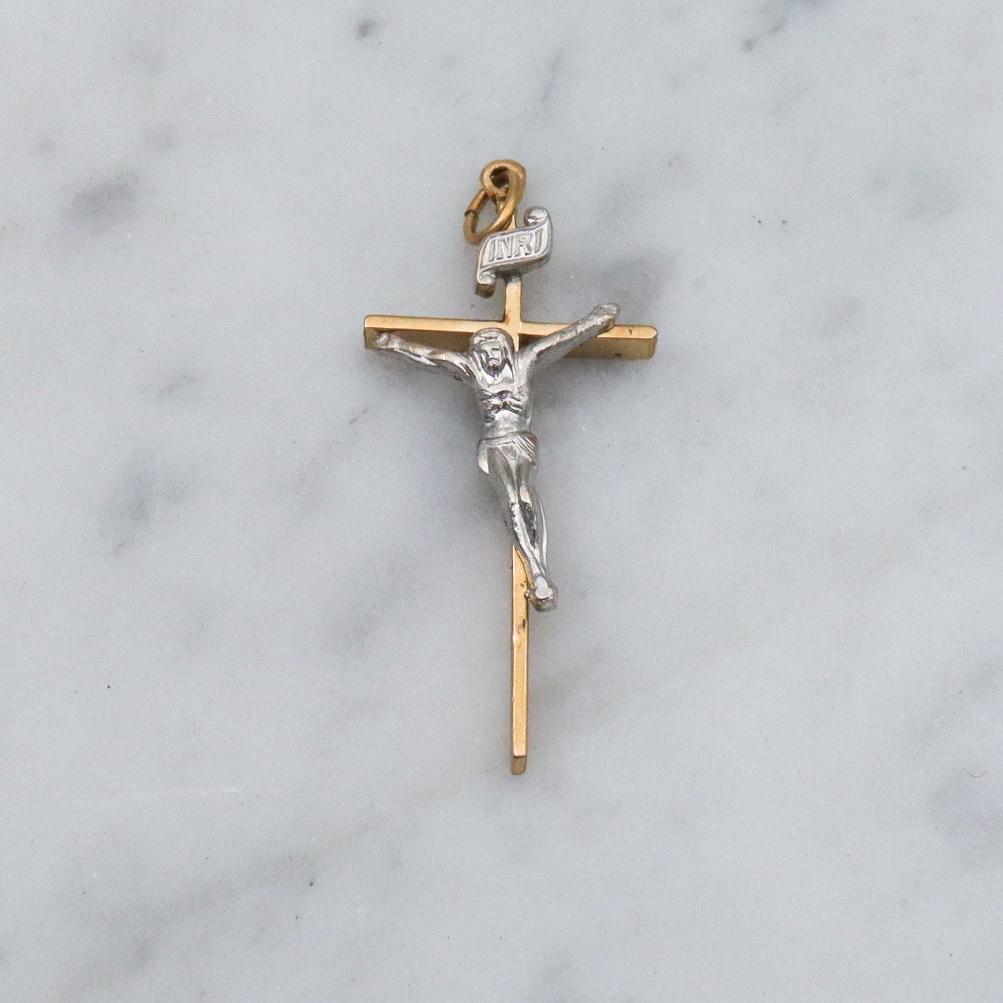 Retro Theda 14k gold filled crucifix pendant